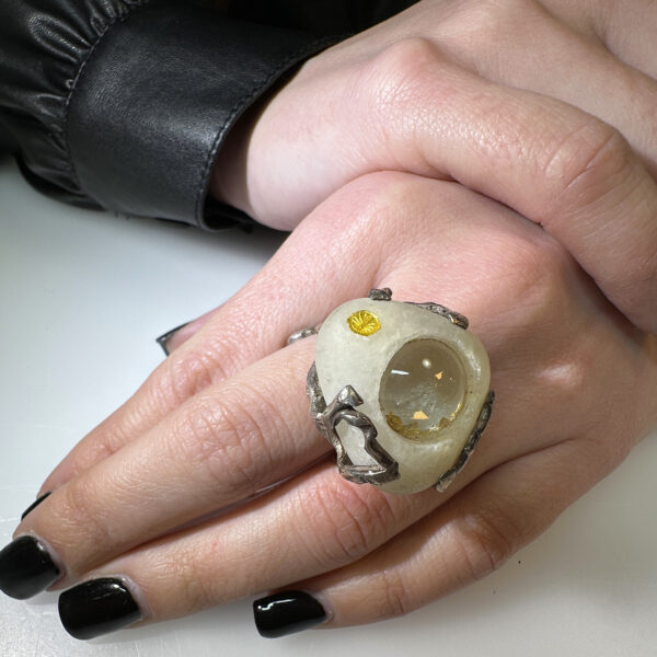 anello ramo di fuocosasso ticino e oro 2