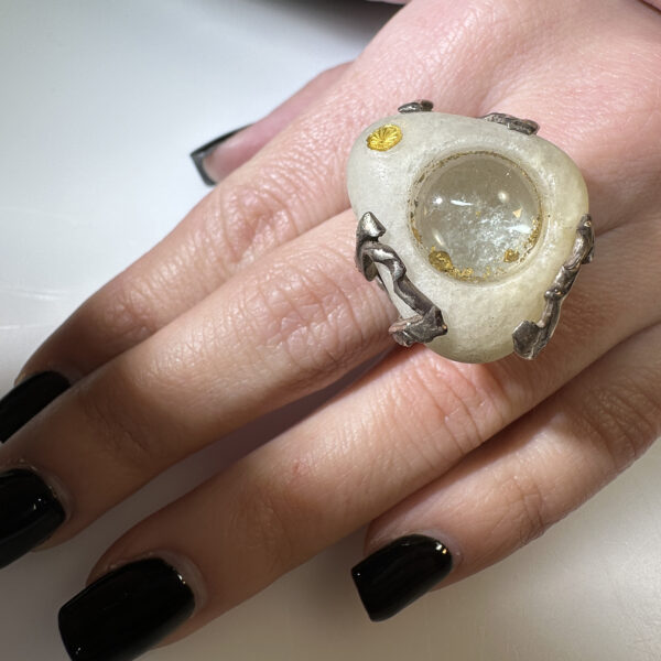 anello ramo di fuocosasso ticino e oro 3