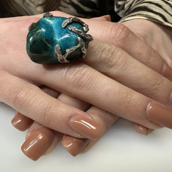anello ramo di fuoco crisocolla forma libera 1 anello ramo di fuoco crisocolla forma libera 1