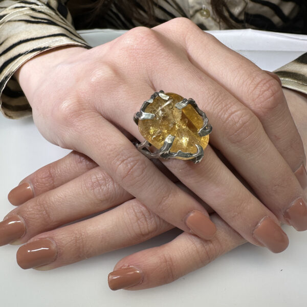 anello ramo di fuoco quarzo citrino cab1