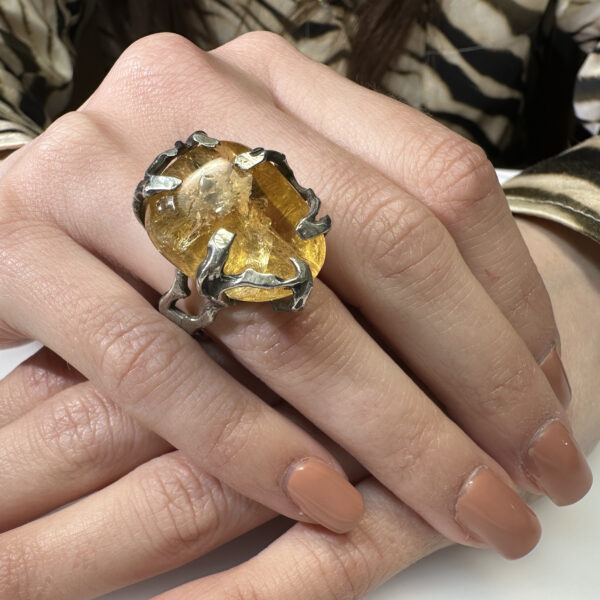anello ramo di fuoco quarzo citrino cab2